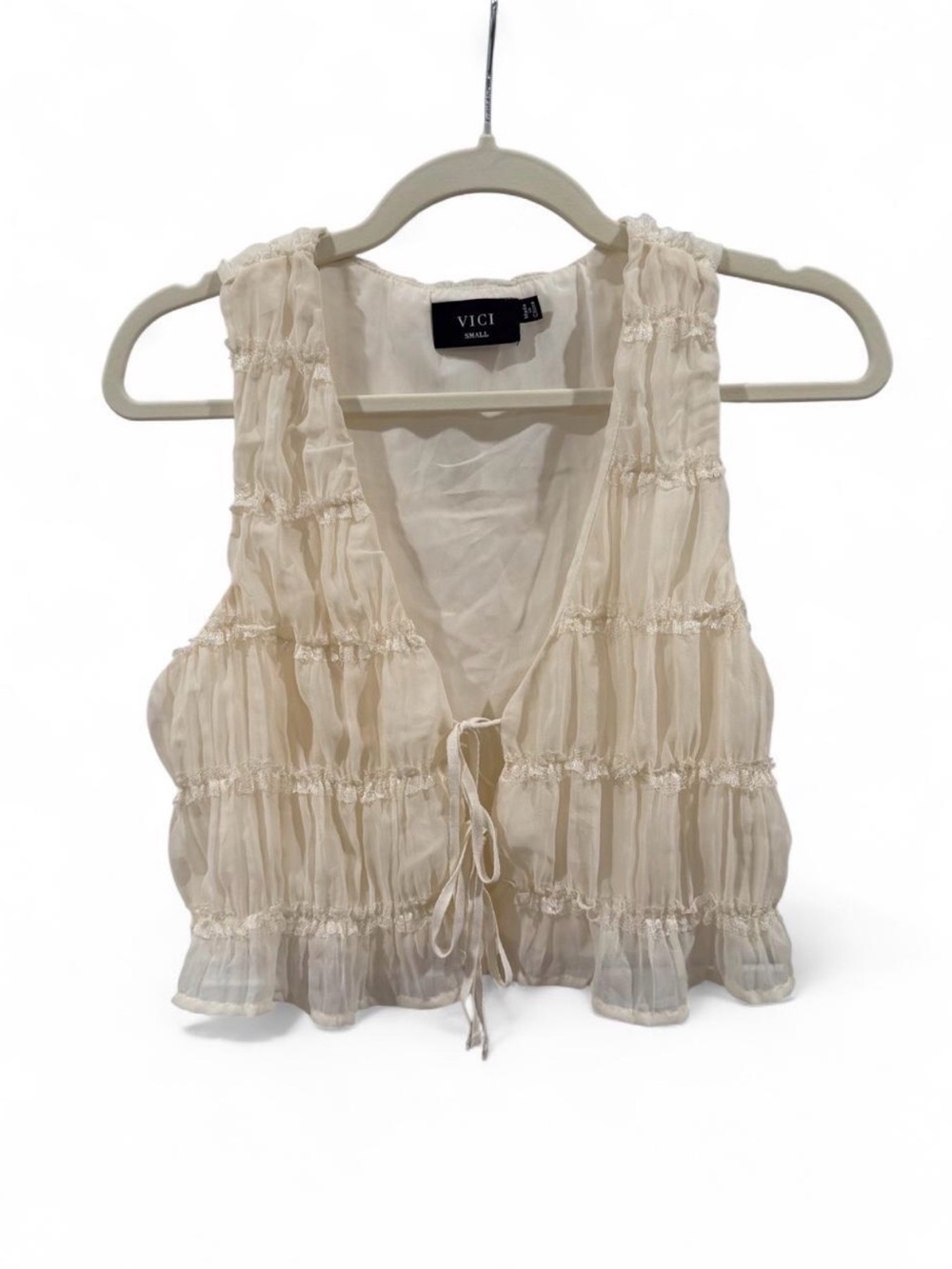VICI Cream Ruffled Tie-Front Camisole